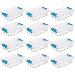 STERILITE 19698606 Mini Clip Storage Boxes Clear with Blue Aquarium Latches 12 Pack free Microfiber towel
