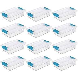 STERILITE 19698606 Mini Clip Storage Boxes Clear with Blue Aquarium Latches 12 Pack free Microfiber towel