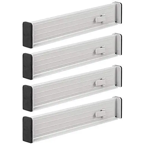 mDesign Adjustable, Expandable Drawer Organizer/Divider - Foam Ends, Strong Secure Hold, Locks in Place - for Bedroom, Bathroom, Closet, Office, Kitchen Storage - 2.5 Inches High, 4 Pack - Stone mDesign Adjustable, Expandable Drawer Organizer/Divider - Foam Ends, Strong Secure Hold, Locks in Place - for Bedroom, Bathroom, Closet, Office, Kitchen Storage - 2.5 Inches High, 4 Pack - Stone