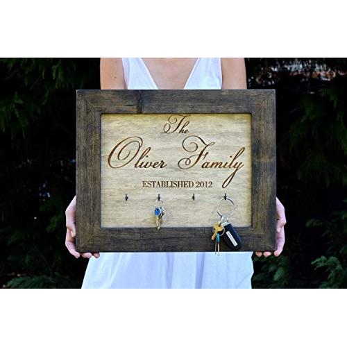 Wall Key Hanger - Key Holder - Family Established Sign - Personalized Gift - Wall Key Rack - Family Name Sign - Wedding Shower Gift - Decor