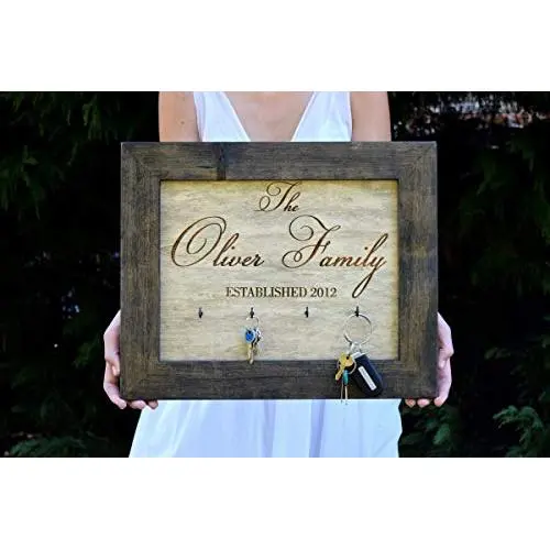 Wall Key Hanger - Key Holder - Family Established Sign - Personalized Gift - Wall Key Rack - Family Name Sign - Wedding Shower Gift - Decor