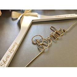 Wedding Dress Hangers - Personalize Bridal Hanger, Wedding Gown Hanger, Name hanger, One Line basic Hanger, 30+ Ribbon Color to Choose from.