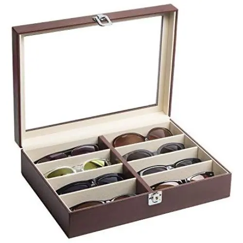 JackCubeDesign Leather 8 Compartments Eyeglass Display Organizer Eyeglasses Sunglass Storage Case Boxes Eyewear Tray Stand Suede Inside with Acrylic Cover(Brown, 17.4 x 6.7 x 1.97) ? :MK379B JackCubeDesign Leather 8 Compartments Eyeglass Display Organizer Eyeglasses Sunglass Storage Case Boxes Eyewear Tray Stand Suede Inside with Acrylic Cover(Brown, 17.4 x 6.7 x 1.97) ? :MK379B