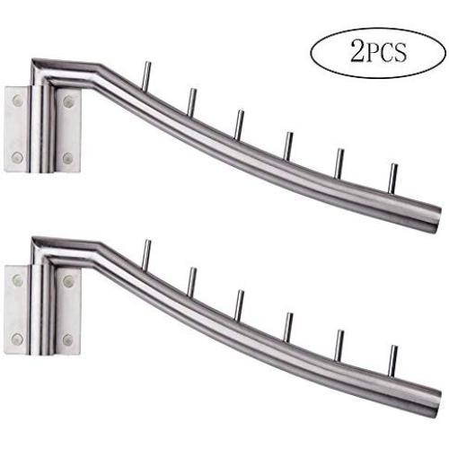 OLESTAR Swing Arm Holder Clothing Hanging System Wall Mounted Rack Wardrobe Hanger Portable Clothes Storage Organiser (2PCS)