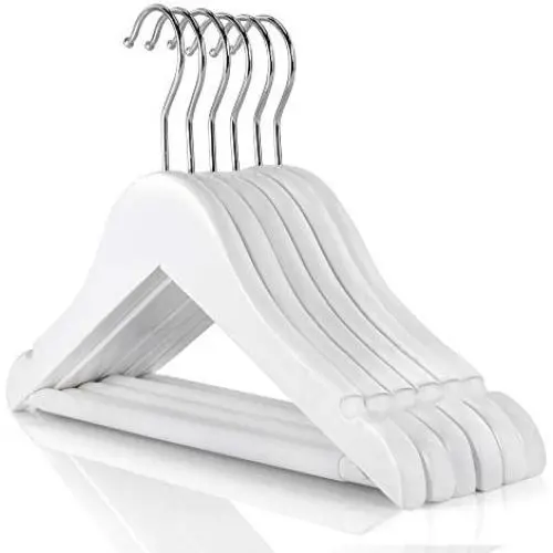 HANGERWORLD 36 White Wooden 11.8inch Kids Notched Coat Clothes Garment Hangers Non Slip Pants Bar HANGERWORLD 36 White Wooden 11.8inch Kids Notched Coat Clothes Garment Hangers Non Slip Pants Bar