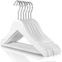 HANGERWORLD 36 White Wooden 11.8inch Kids Notched Coat Clothes Garment Hangers Non Slip Pants Bar