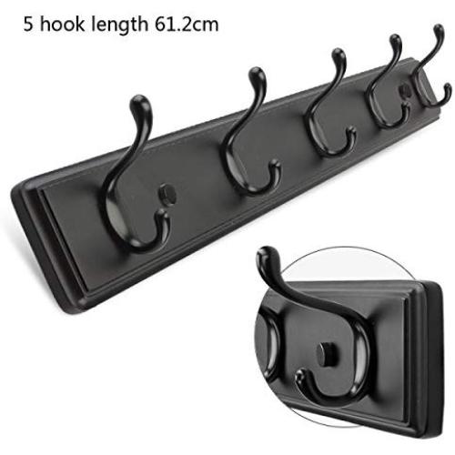 Coat Hook Creative Wall Bamboo Hangers Clothes Rack Bathroom Door Rear Bedroom Bed Coat Hook (Color : Black, Size : 5 Hooks)