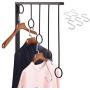 OKOMATCH Clothes Hanger Wall Mounted Clothing Organizer/Drying Rack/Garment Dispaly + 5Pcs Stainless Steel Hooks,Indoor & Outdoor Use,Heavy Duty (Black)