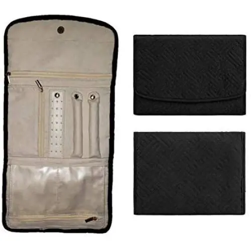 URN?S Travel Jewelry Organizer- Black Bag Suede Jewelry Storage Holder - Durable Jewelry Boxes for Women Accessories - Roll Foldable Jewelry Case for Rings, Necklaces, Earrings, Bracelets, Watches URN?S Travel Jewelry Organizer- Black Bag Suede Jewelry Storage Holder - Durable Jewelry Boxes for Women Accessories - Roll Foldable Jewelry Case for Rings, Necklaces, Earrings, Bracelets, Watches