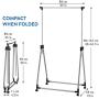 Tatkraft Halland Adjustable Clothes Rack, Hanger on Wheels, Foldable Garment Rack, Chromed Steel, 35 x 19.3 x 39-65.7 in
