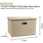 Ihoming Storage Cubes 3 Pack Khaki Large Linen Fabric Foldable Storage Container with Handles and Removable Lid Storage Bin Boxes Organizer for Home, Office, Nursery, Closet, Bedroom, Living Room
