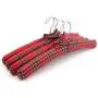 10 Pcs Red Plaid Fabric Padded Clothes Hanger, Non Slip Checked Style Fabric Coats Shirt Dress Hanger for Closet