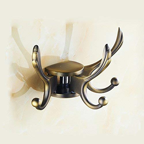 Wall Mount Coat Clothes Towel Hook Hanger with 3 Folding Swing Arm for Bedroom Bathroom Kitchen (Archaize color)