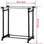 Modern Chrome Plated Garment Rack with Adjustable Telescopic Double Rail/Rolling Clothes Hanger, Black