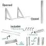 Pagetoc Aluminum Folding Hanger，Silver Wall Mounted Retractable Clothes Hanger Laundry Drying Rack with four Hooks for Room Attic Garage Indoor and Outdoor(2 Racks)