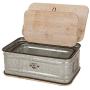 Glitzhome Farmhouse Set Metal/Wooden Boxes Galvanized Storage Chests Small and Large