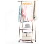 YOOGANA Simple Drying Coat Rack, Floor Drying Rack Clothes Bags Hanger, Triangle Folding Moving Indoor Storage Shelf Creative Modern Home Furniture (Brown)