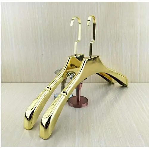 10 Pcs High Grade Beautiful Shiny Golden Wide Shoulder Luxury Gold Plastic Clothes Hanger Rack Decoration