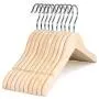 TOPIA HANGER Unfinished/Natural Kids Children Baby Wood Wooden Clothes Dress Shirt Hangers with No Painting - 360°Stronger Flexible Hook- Extra Smoothly Cut Notches, 10 Pack CT09N