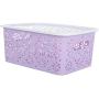 OUNONA Stackable Plastic Storage Boxes Hollow Out Storage Basket with Lid for bras underwear socks neck ties scarves and any accessories - Small Size (Purple)
