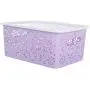 OUNONA Stackable Plastic Storage Boxes Hollow Out Storage Basket with Lid for bras underwear socks neck ties scarves and any accessories - Small Size (Purple)