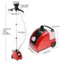 Yosooo Portable Clothes Garment Steamer,Fabrics Standing Wrinkle Remover for Home Travel Includes Garment Hanger and Fabric Brush(red)
