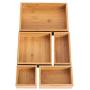 BonusAll 5-Piece Bamboo Storage Boxes Drawer Organizer Set Storage Organizer Divider for Office Desk Supplies and Accessories