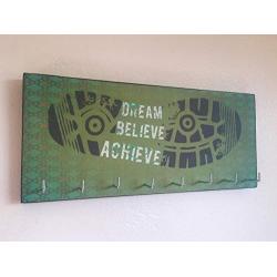 Race Medal Holder/Running Medal Hanger - DREAM BELIEVE ACHIEVE. Wood Wall Mounted Medal Organizer