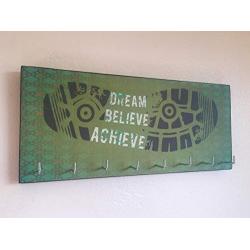 Race Medal Holder/Running Medal Hanger - DREAM BELIEVE ACHIEVE. Wood Wall Mounted Medal Organizer