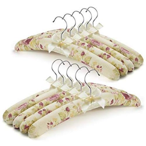 Padded Clothes Hangers for Sweaters ? Women Padded Coat Hangers- Foam Hanger Non Slip Satin Canvas Covers for Adults Wedding Bridesmaid (Pack of 10)