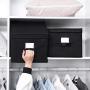SONGMICS Set of 3 Foldable Storage Boxes with Lids, Fabric Cubes with Label Holders, Storage Bins Organiser, 11.8 x 15.7 x 9.8 Inches, Black URLB40H