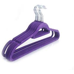 Little-Tomato 10 Pack Clothes Hangers, Space Saving Non Slip Suit Hangers Coat Hangers Strong and Durable 360 Degree Chrome Swivel Hook 17.71" x 0.2" x 9.65" (Purple with Rail)