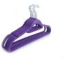 10pcs 45 * 0.5 * 24.5 Plastic Clothes Hangers Porable Purple Flocking with Rail