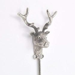 abodent.com Silver Stag Deer Antlers Animal Head Metal Coat Hook Hooks Wall Mounted Door Hook Hanger for Hat Coat Clothes Kitchen Bathroom Bedroom Office (Screws Included)