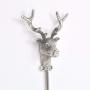 abodent.com Silver Stag Deer Antlers Animal Head Metal Coat Hook Hooks Wall Mounted Door Hook Hanger for Hat Coat Clothes Kitchen Bathroom Bedroom Office (Screws Included)