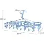 Foldable Clip and Drip Hanger, Socks Hanger Underwear Hanger with 36 Clothespins & Wind-Proof Hook, Hanger for Drying Towels, Bras, Baby Clothes, Plastic Laundry Sock Drying Hanger, Large Blue