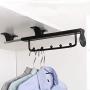 Hanger Extendable Wardrobe Rail Organizer Rack Clothes Hanger Load Capacity Abs Plastic Steel abs Plastic (Color : Black Size : 25cm)