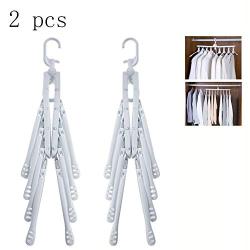 HJYPYJ Magic Hanger,Strong and Sturdy PP Folding Hanger,Space-Saving Organizer Hangers,Suitable for Balcony Wardrobe Waterproof/White / 2 pcs