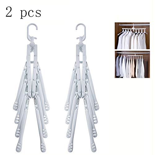 HJYPYJ Magic Hanger,Strong and Sturdy PP Folding Hanger,Space-Saving Organizer Hangers,Suitable for Balcony Wardrobe Waterproof/White / 2 pcs