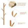 LOHO Natural Wood Coat Rack Wall Mounted 4 Hooks Hat Clothes Scarves Rack Door Entryway Hanger Hall Tree (Wood, Beech)