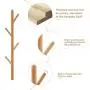LOHO Natural Wood Coat Rack Wall Mounted 4 Hooks Hat Clothes Scarves Rack Door Entryway Hanger Hall Tree (Wood, Beech)