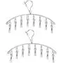 Laundry Drying Rack Clothes Hanger with 8 Clothespins 4.0mm for Drying Socks, Baby Clothes, Bras, Towel, Underwear, Hat, Scarf, Pants, Gloves, Anti Wind Hook