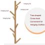 Wooden Coat Rack Hanger Floor Bedroom Multi-Function Rack Simple Clothes Rack Hanger Holder Free Standing Hook for Hallway Entryway (Khaki)