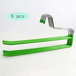 HJYPYJ Magic Hanger,Multifunction Magical Hangers,Double Storage Non-Slip Trouser Hangers,Space-Saving Organizer Hangers,5Pcs 15Pcs Not Easily Deformed/Green / 5 pcs