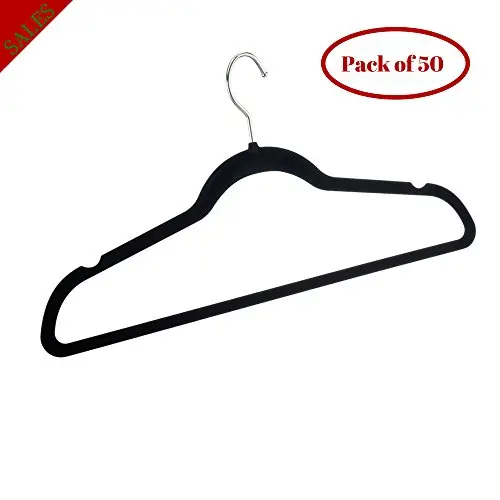 TSR Clothing Hanger Organizer Pack of 50 Plastic Metal Hangers for Clothes and Accessories Regular Size Hangers Finish Black with Silver Top Metal Finish and E- Book TSR Clothing Hanger Organizer Pack of 50 Plastic Metal Hangers for Clothes and Accessories Regular Size Hangers Finish Black with Silver Top Metal Finish and E- Book