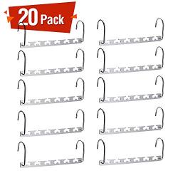 Pretigo Space Saving Hangers 20 Pack Wonder Clothes Hangers Stainless Steel Magic Hanger Cascading Hanger Space Saving Closet Organizer Hanger Silver