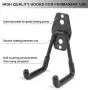 Seway Utility Garage Hooks, U Hook for Garage Storage Hanging Heavy Duty Iron Hook Tools Holder, Wall Mount Garage Hanger with Anti-Slip Coating Black Bicycle Hanger Rack