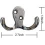 Rustic Coat Hooks Double Prong Wall Mounted 12 Packs with 28 Screws 20 LB Utility Hooks Heavy Duty Towel Hooks Retro Double Hooks for Coat, Scarf, Bag, Towel, Key, Cap, Cup (4# Silver 8 Pack)