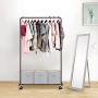 Simple Trending Clothes Garment Rack, Clothing Rolling Rack with Mesh Storage Shelf on Wheels, Bronze