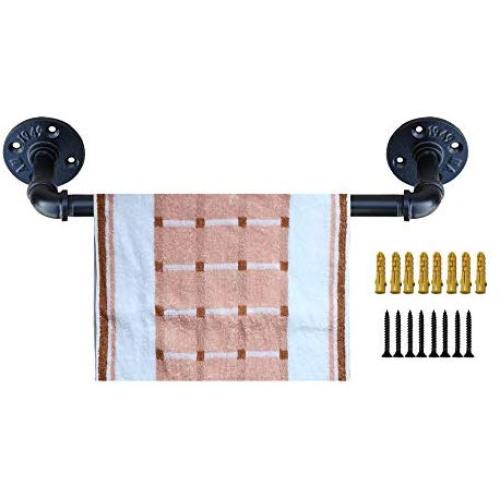 Industrial Pipe Towel Rack,Towel Bar Fixture Set,Bath Towel Holder Towel Horse,Napkin Hanger | Wall Mounted DIY Style, Coated Finish,18 Inch